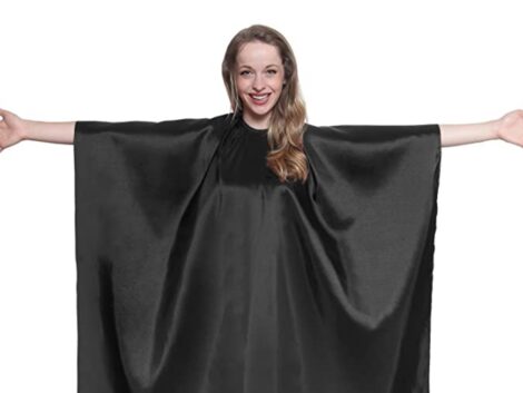 Mane-Caper-Black-Iridescent-Salon-Cape-with-snaps-Professional-45-inch-X-60-inch-Heavy-Duty-Material-Extra-Long-Durability-For-Barbershop-and-Beauty-Shop