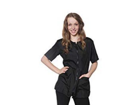 Mane-Caper-Salon-Jacket-Black-2-pockets-zipper-medium-Black