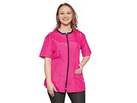 Mane-Caper-Salon-Jacket-Black-2-pockets-zipper-large-Pink