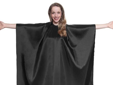 Mane-Caper-Black-Iridescent-Salon-Cape-with-snaps-Professional-45-inch-X-60-inch-Heavy-Duty-Material-Extra-Long-Durability-For-Barbershop-and-Beauty-Shop-Use-Long-Lasting-and-Specialized-BLACK